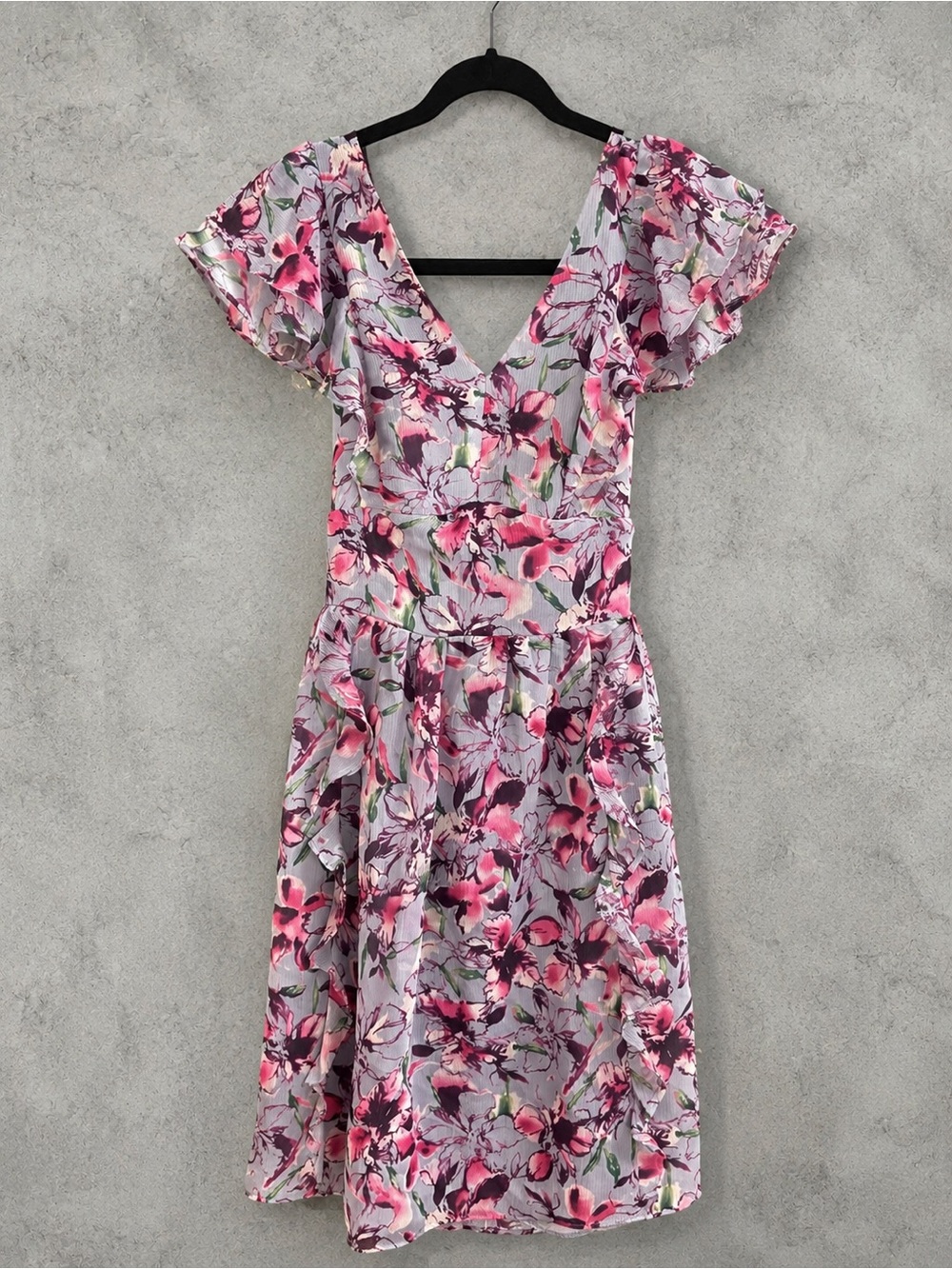 Express Floral Mini Dress in Pink and Lavender